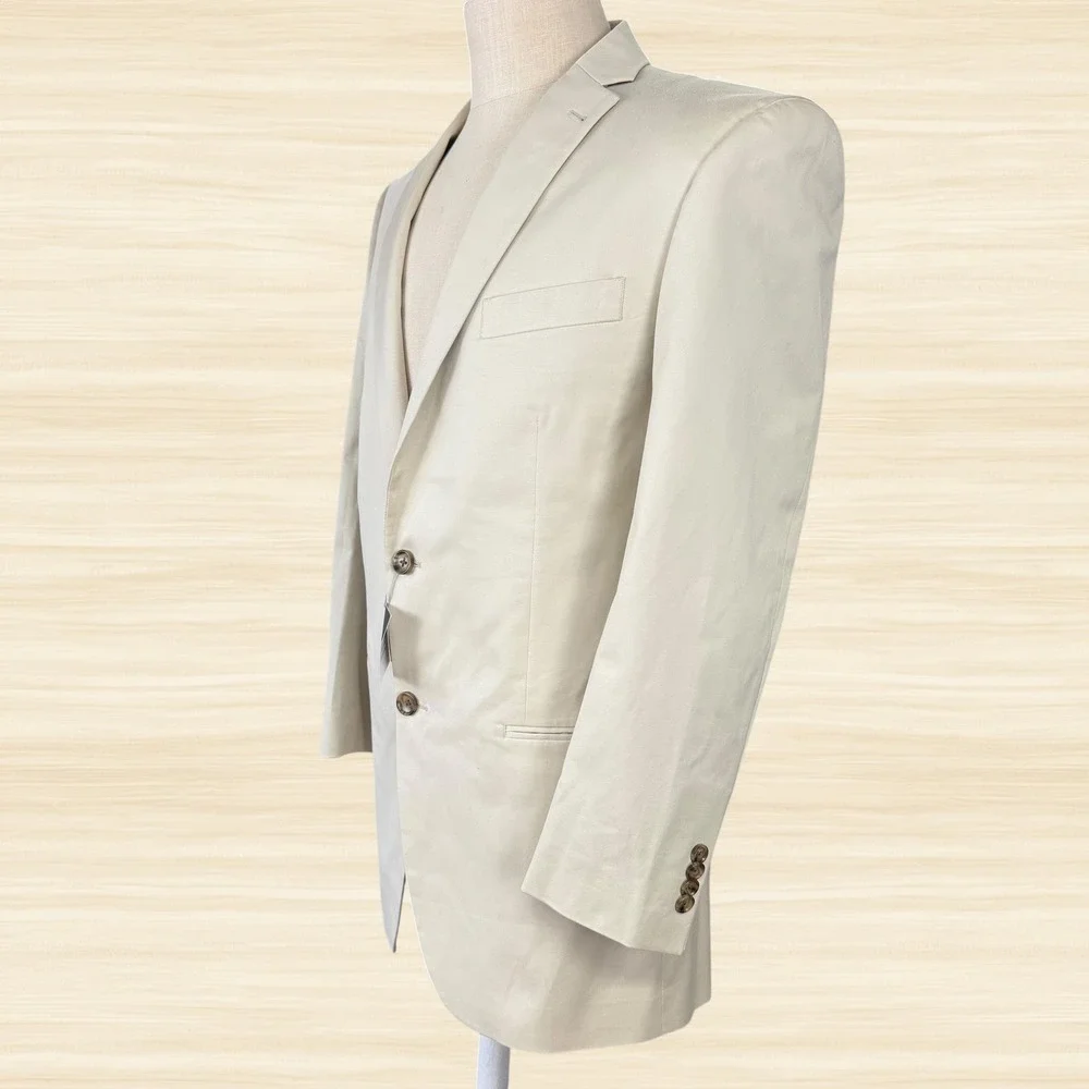 Indochino Made to Measure Tan Blazer Red Floral Lining Sport Coat Mens 40R